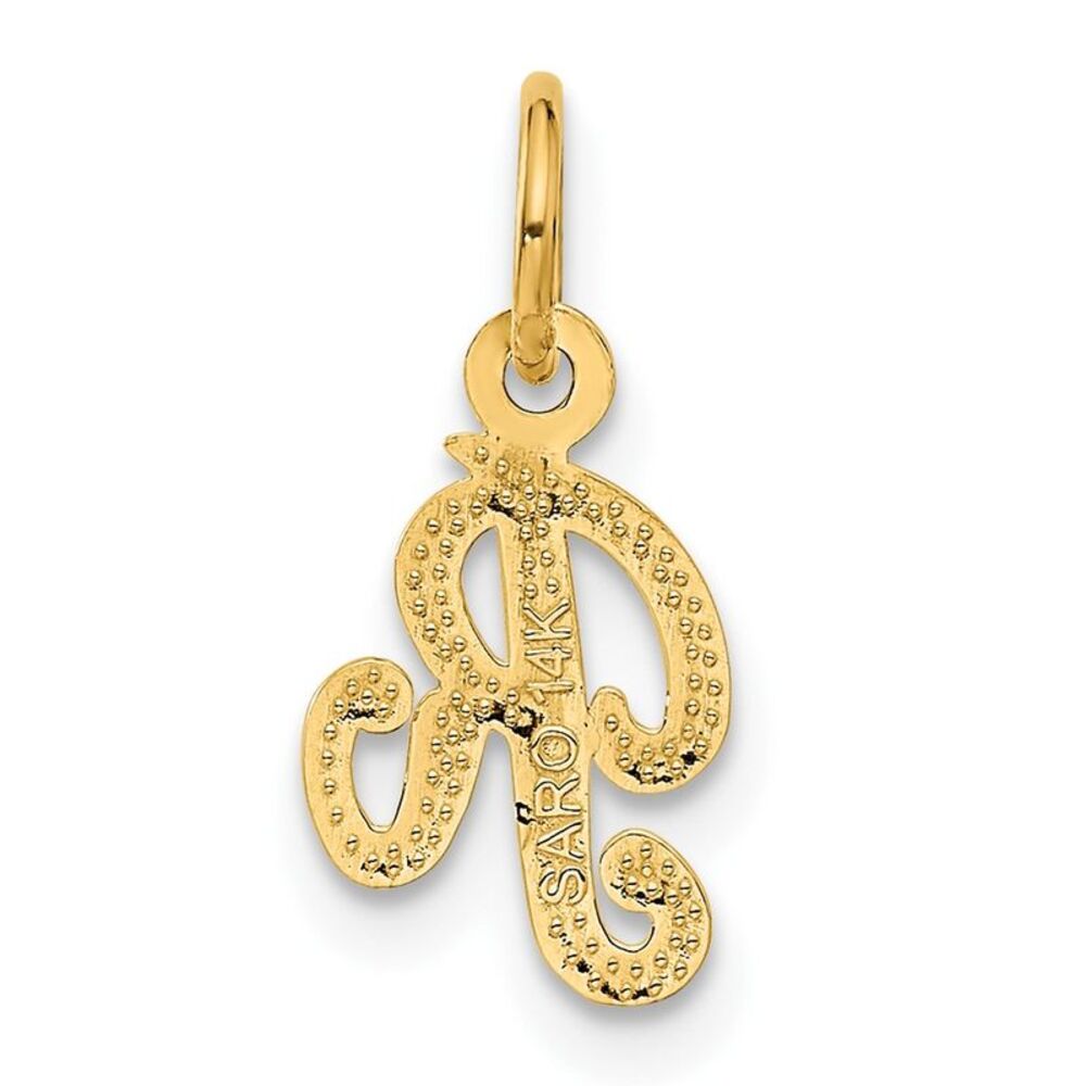 14k Yellow Gold Script Letter R Initial Charm - image 3